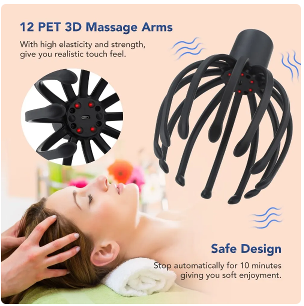 Ultra Scalp Massager,Electric Scalp Massager with 3 Modes, 360 Degree Head Massager,Electric Head Massager Cordless Portable Ultra Scalp Massager for Stress Relax (Black)